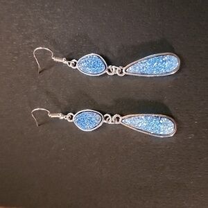 Vivid blue druzy earrings gold colored base